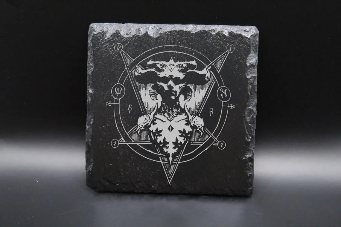 Diablo 4 Class Icon Coasters – Engraved Black Slate Drink Coaster Set | Laser Engraved Gaming Decor - Lynn's T Shirts and Designs