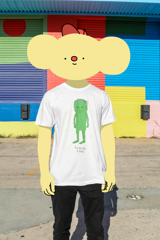 Picolas Cage Shirt – Funny Nicolas Cage Pickle Meme T-Shirt | White 100% Polyester Tee