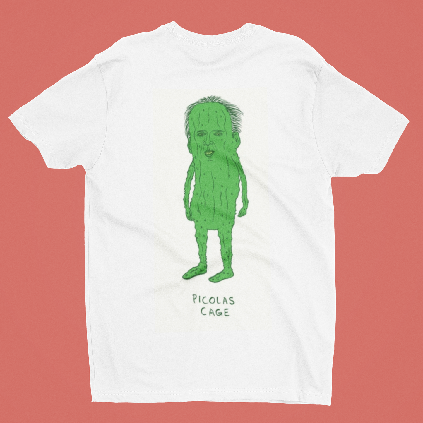 Picolas Cage Shirt – Funny Nicolas Cage Pickle Meme T-Shirt | White 100% Polyester Tee
