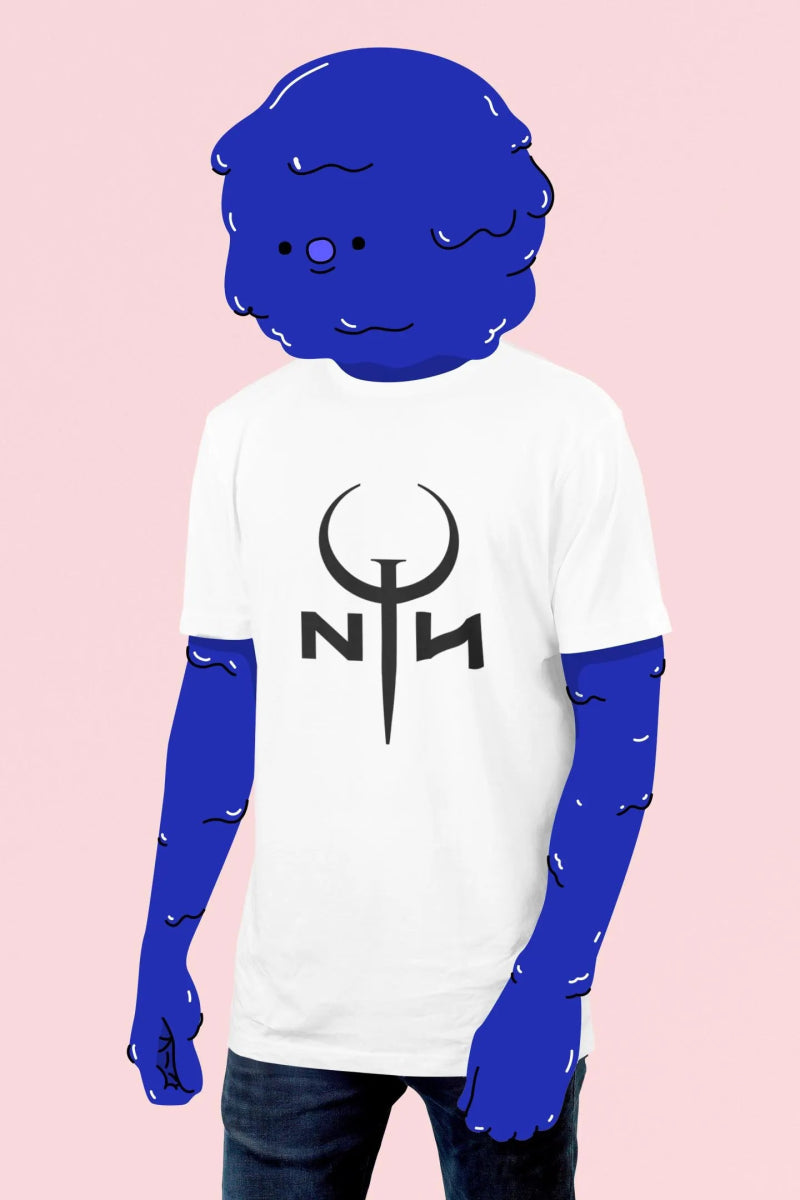 Sublimated T-Shirt | Nine Inch Nails × Quake Crossover | Retro Gaming & Industrial Band Tee - Lynn's T Shirts and Designs