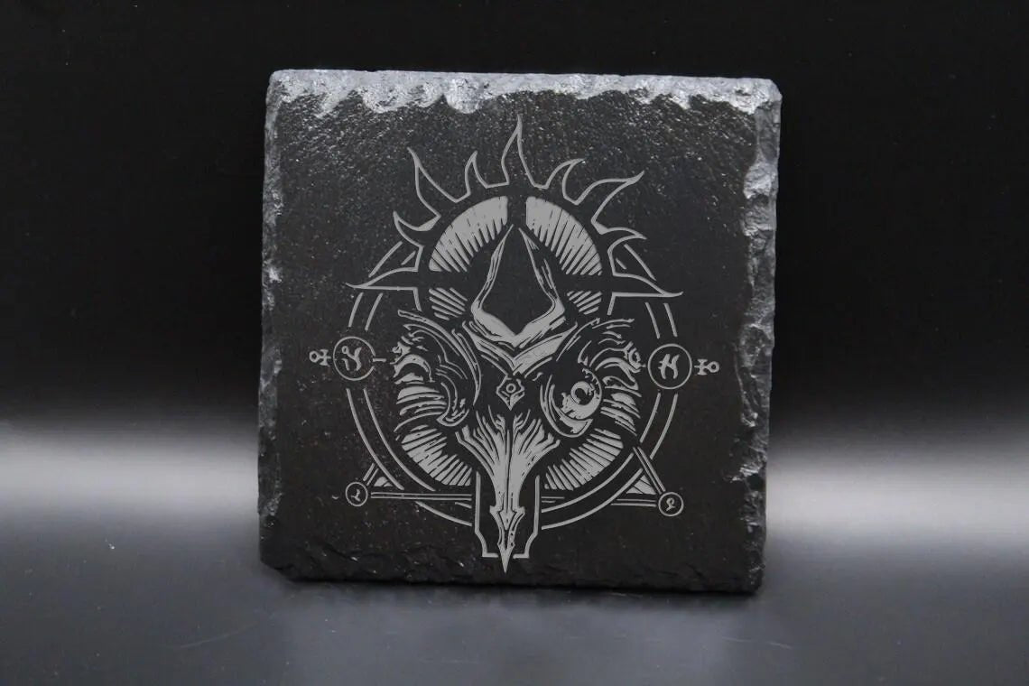 Diablo 4 Class Icon Coasters – Engraved Black Slate Drink Coaster Set | Laser Engraved Gaming Decor - Lynn's T Shirts and Designs