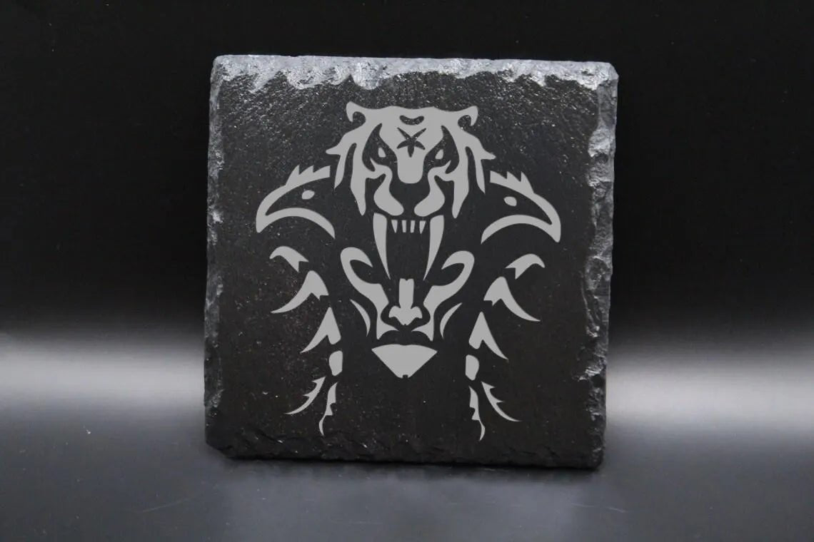 Diablo 4 Class Icon Coasters – Engraved Black Slate Drink Coaster Set | Laser Engraved Gaming Decor - Lynn's T Shirts and Designs