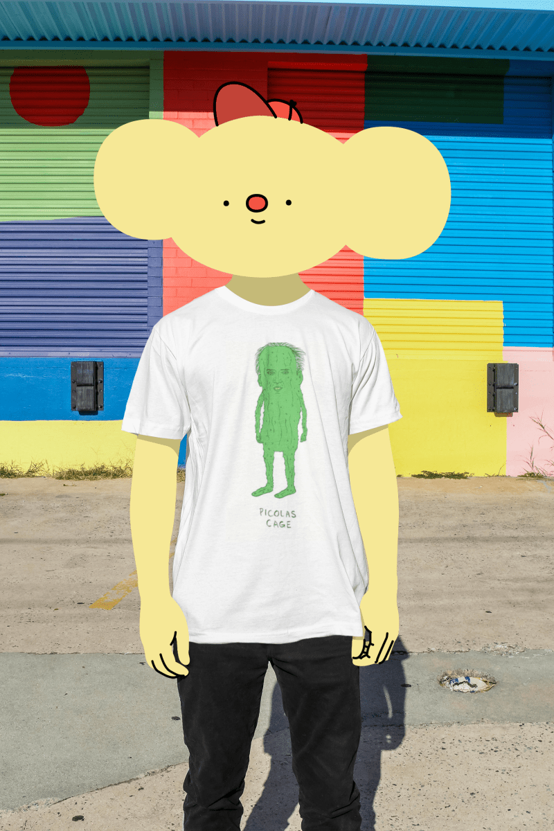 Picolas Cage Shirt – Funny Nicolas Cage Pickle Meme T-Shirt | White 100% Polyester Tee - Lynn's T Shirts and Designs